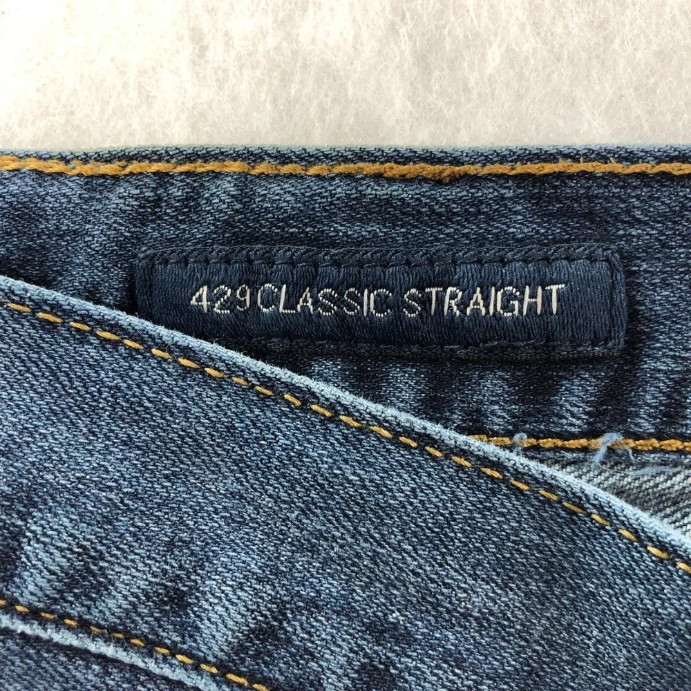 Lucky Brand 429 Mens 38x30 Blue Cotton Blend Button Fly Classic Straight Jeans
